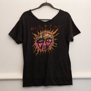 Vintage Sublime Band Tee Graphic Sun Face Black Distressed T-Shirt S